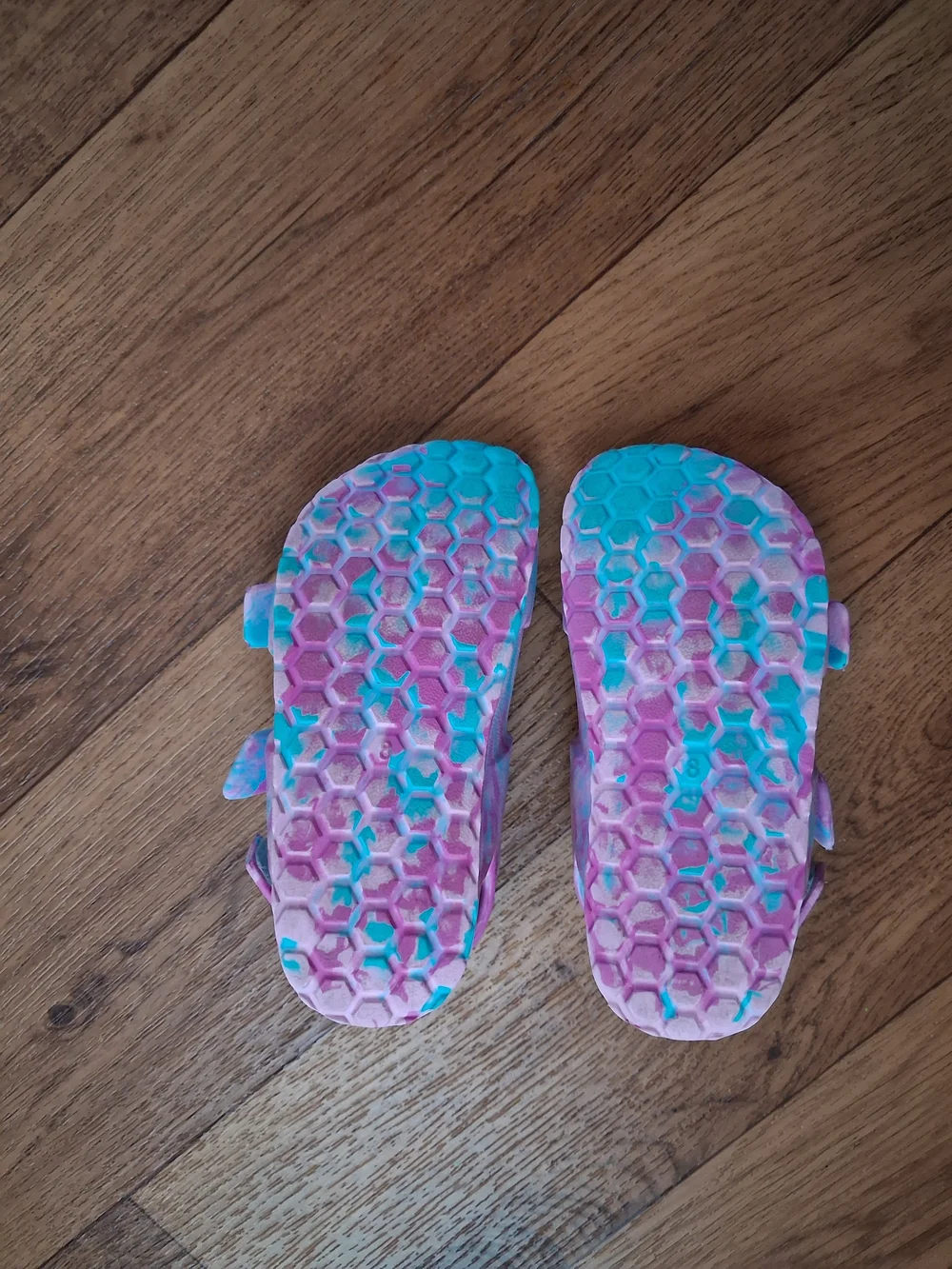 Kids Tie-Dye Pink & Teal Sandals with Adjustable Buckles